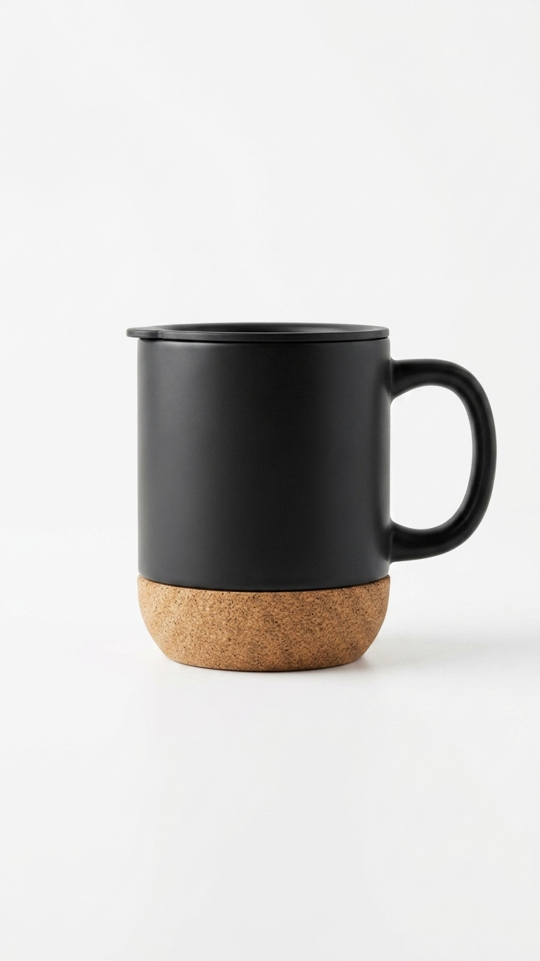 Premium Cork Base Ceramic Coffee Mug with Custom Logo Branding | Corporate Gift Mug | 350ml