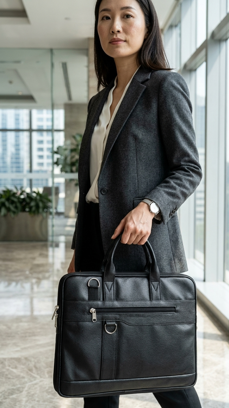 GG-7081 Executive Black Leatherette Office Bag with Custom Branding
