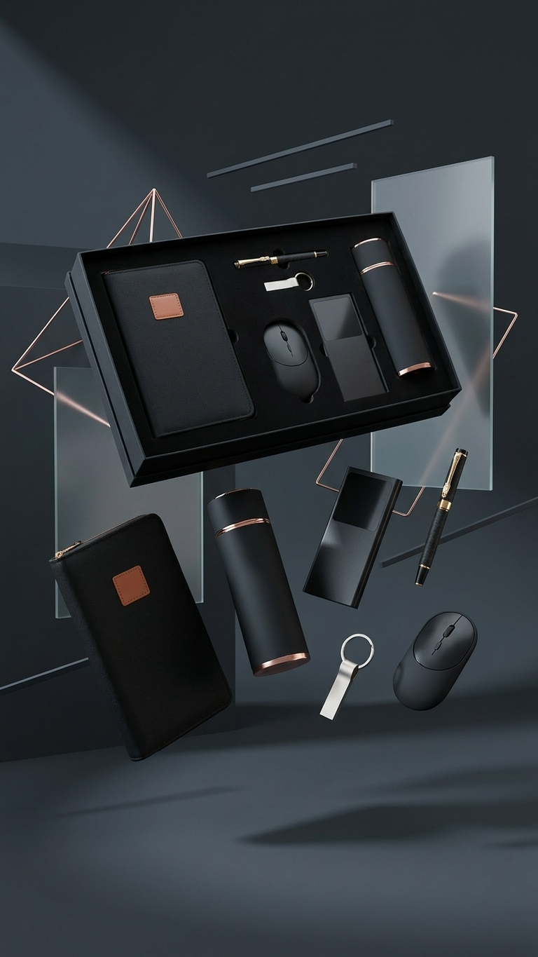 GG921 Executive Organizer, 10000mAh Power Bank, 16GB USB Drive, Flask, Mouse & Pen Gift Set
