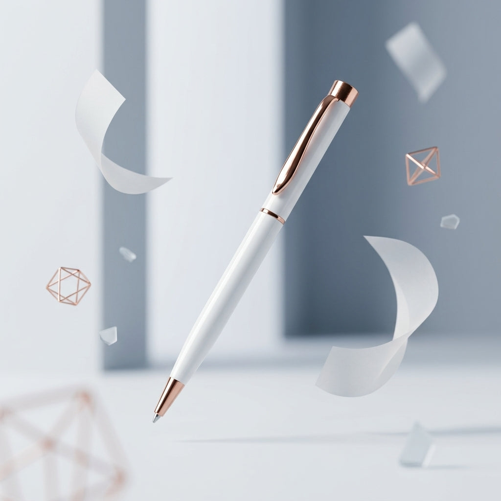 P-2510 White & Rose Gold Premium Metal Executive Pen with Custom Branding