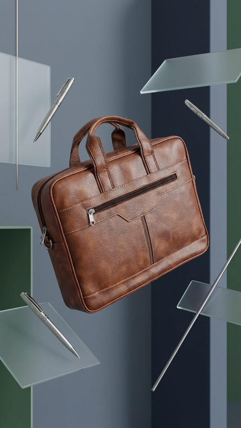 GG-7064 Premium Leatherette Laptop Bag with LOGO
