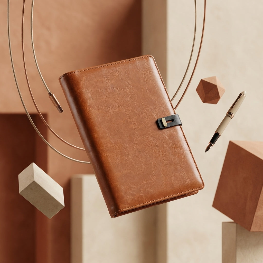 GGP17 - Executive 8000mAh Power Bank Notebook Folder with Phone Stand
