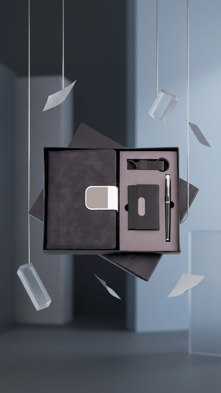 CGS-2524 Grey 4 in 1 Corporate Gift Set with Logo Branding