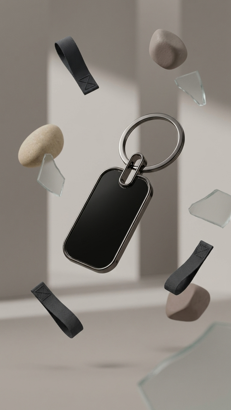 KC-2501 Premium Black Rectangular Metal Keychain with Custom Branding