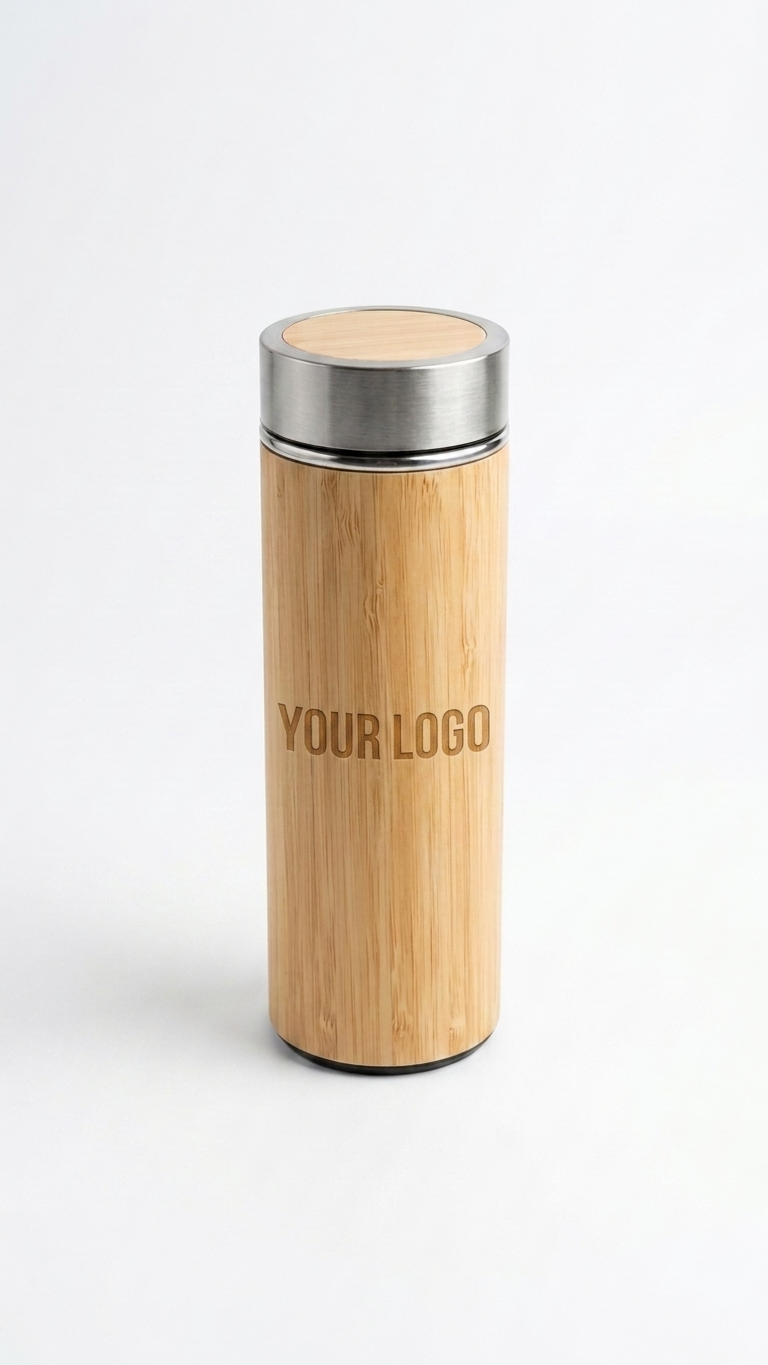 Eco Bamboo Finish Vacuum Flask | Corporate Gift Bottle