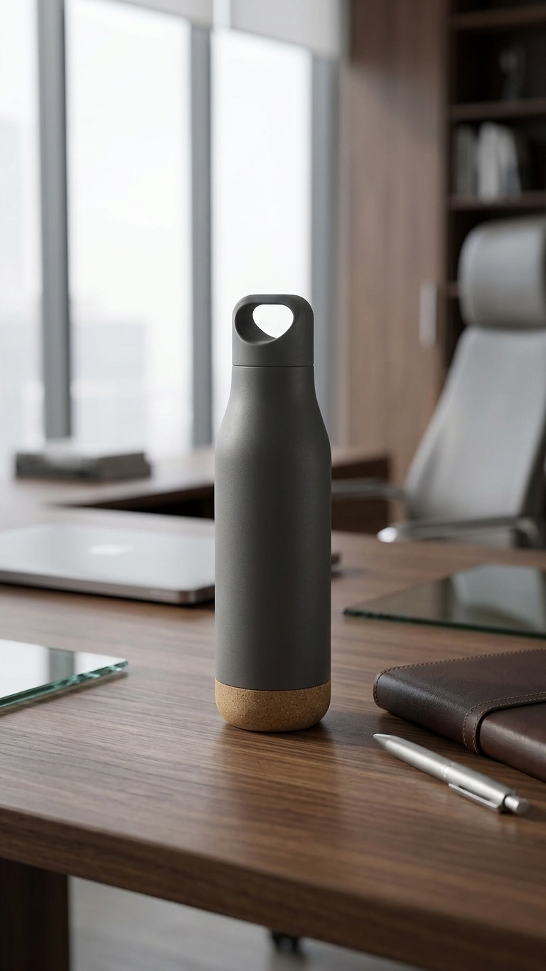 Premium Cork Bottom Vacuum Insulated Water Bottle | Executive Corporate Gift Bottle