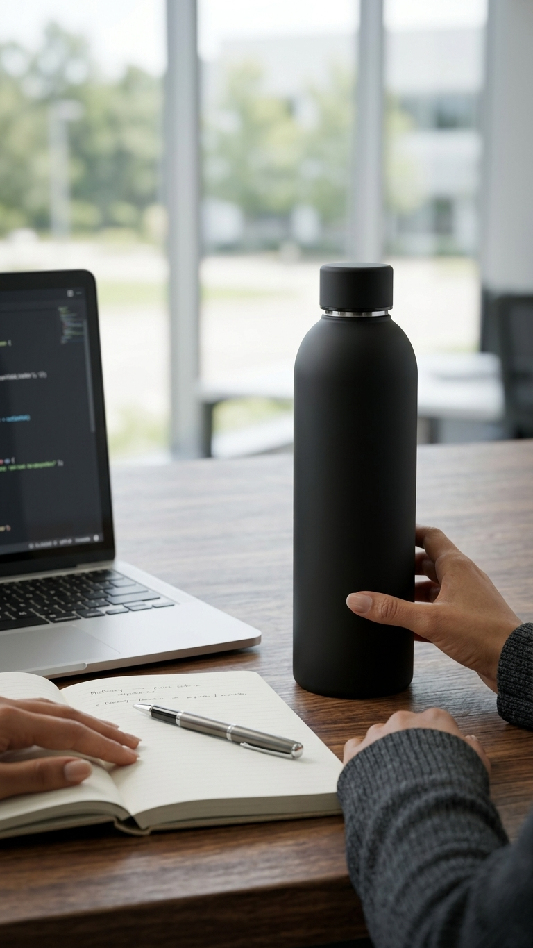 Premium Matte Black Stainless Steel Vacuum Flask Bottle | Customized Executive Corporate Gift