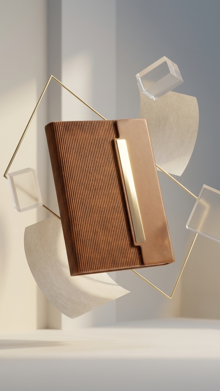 NB-2507 Premium 3-Fold Magnetic Tan Notebook with Custom Branding