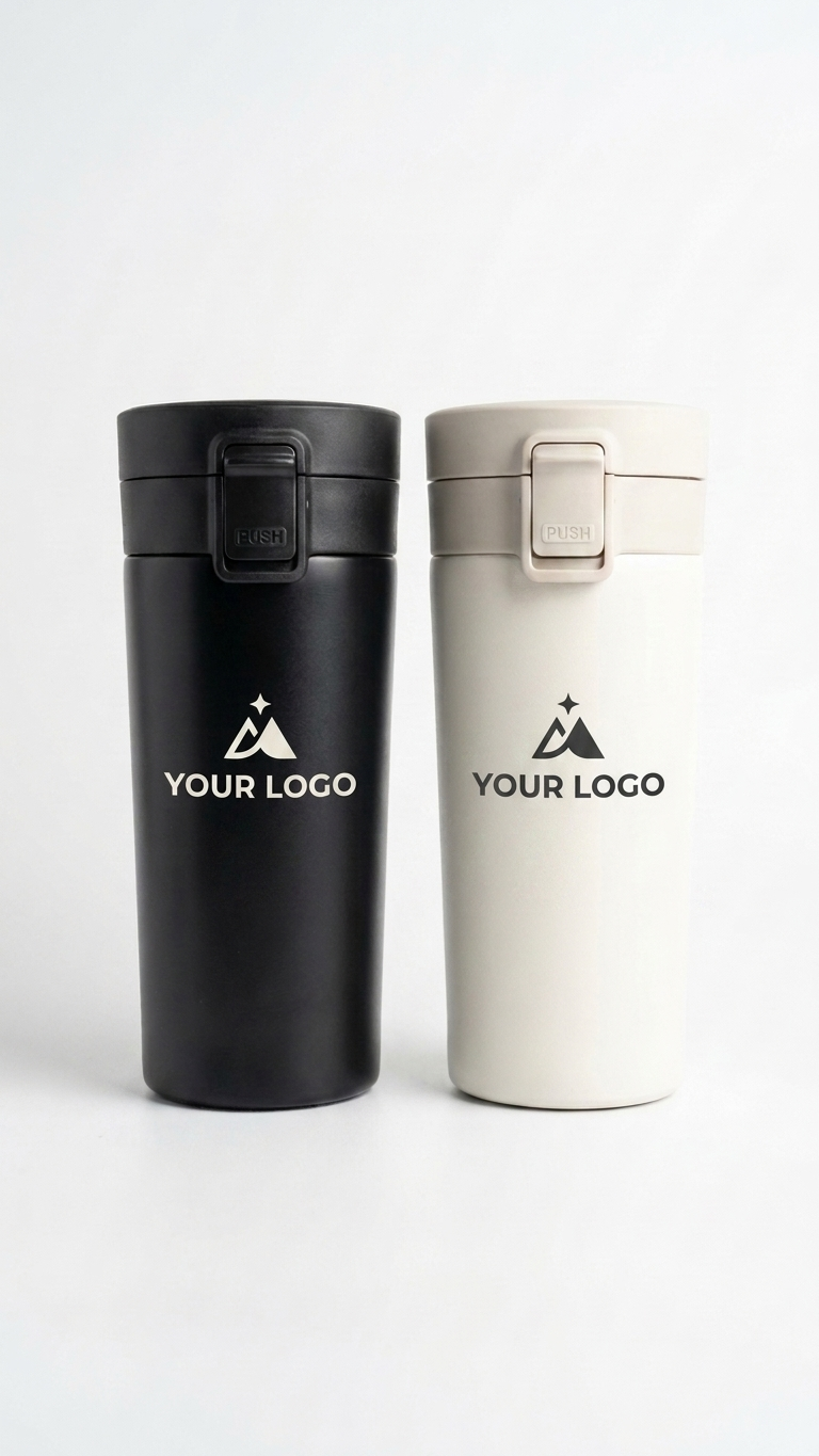 Vacuum Insulated Travel Coffee Mug | Push Lock Lid | Corporate Branding