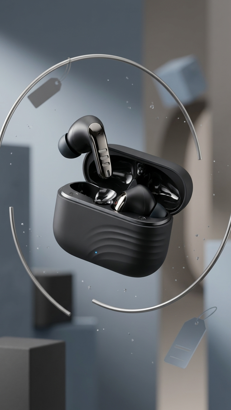 TWS003 Premium Metallic Wireless Earbuds with Custom Branding