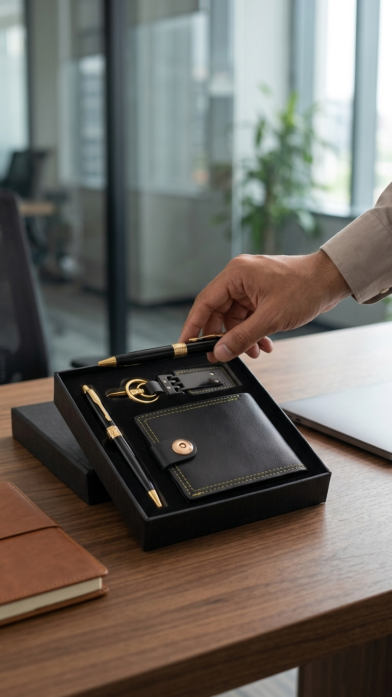 GG904 Executive Wallet, Keychain & Pen Gift Set
