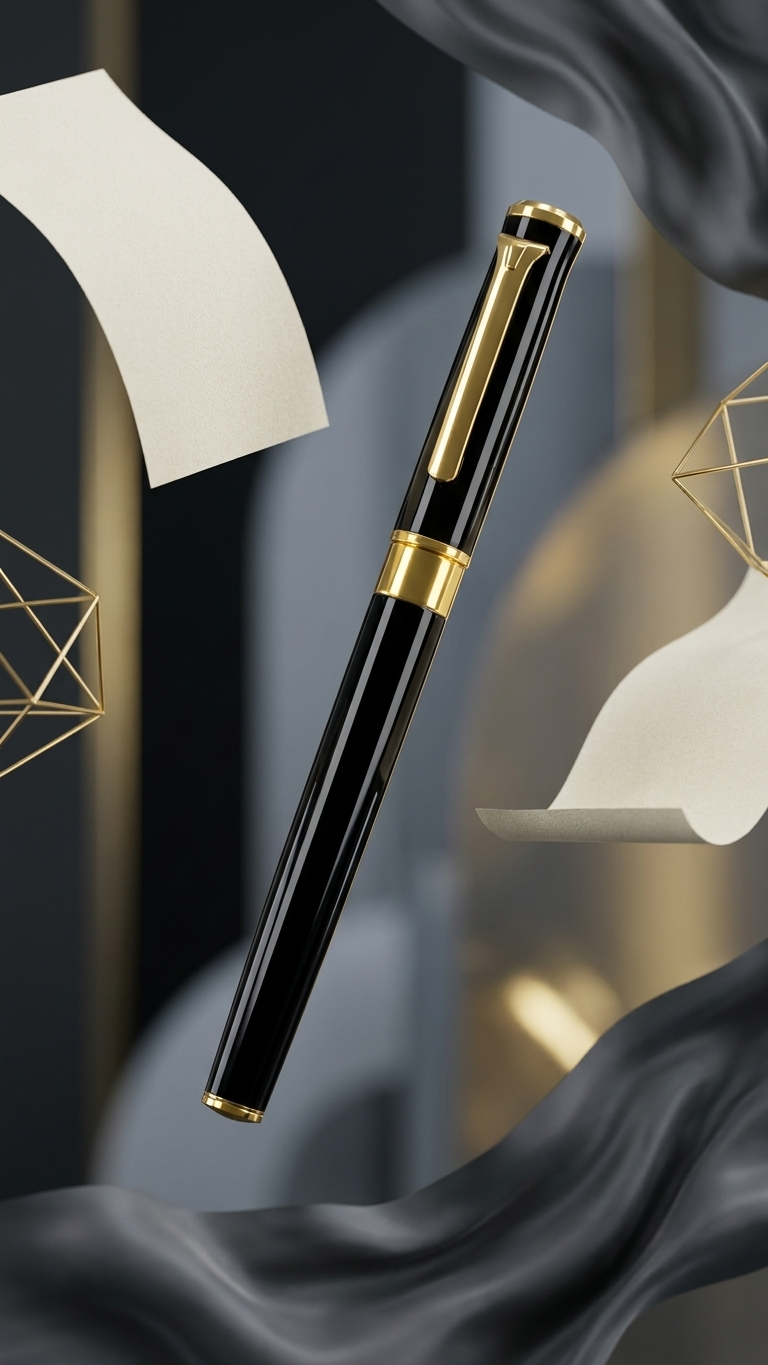 P-2513 Black & Gold Premium Capped Metal Executive Pen with Custom Branding