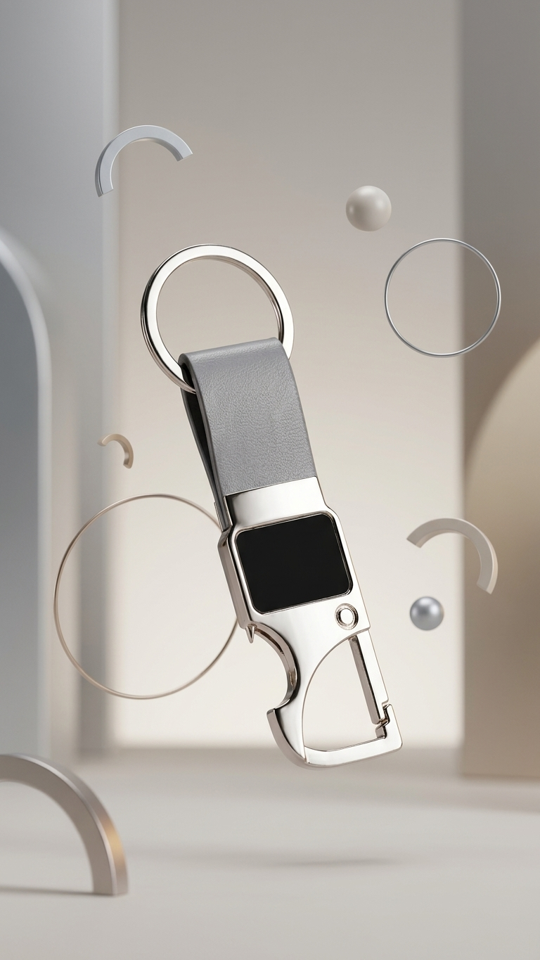 KC-2511 Premium Grey Keychain with Hook & Custom Branding
