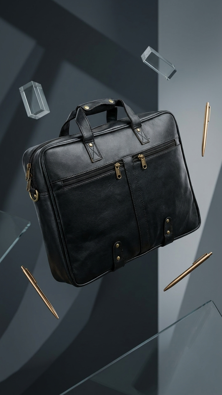 GG-7062 Executive Black Leatherette Office Bag with Custom Branding