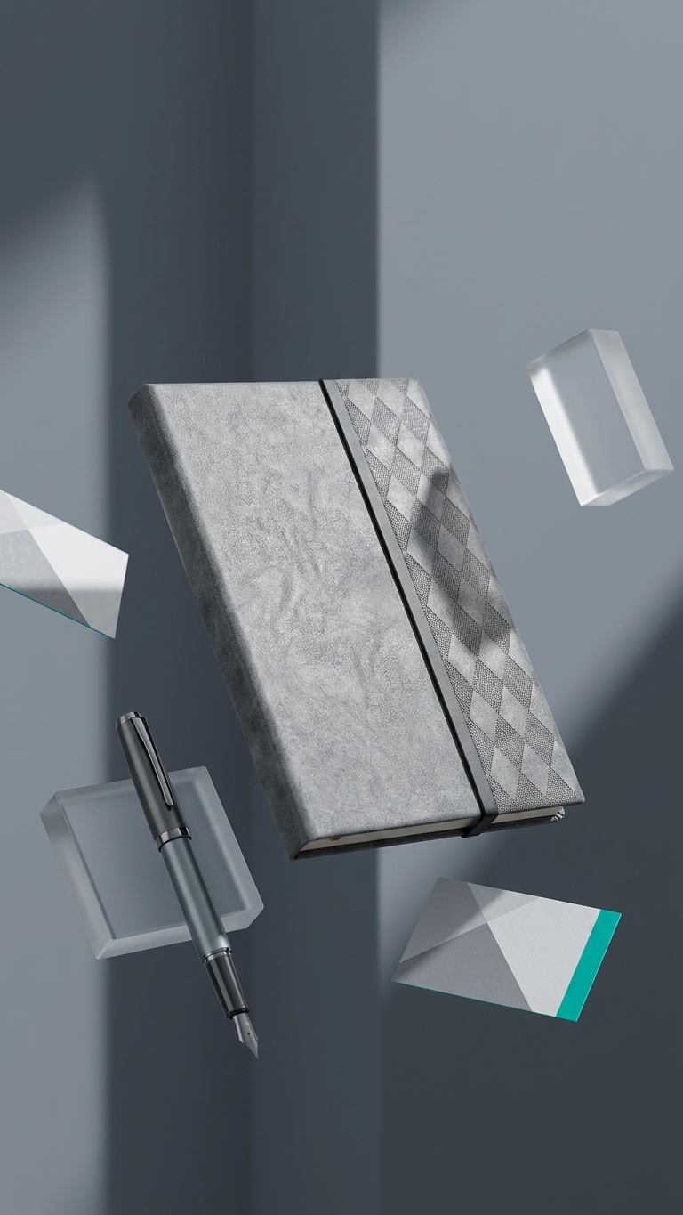 NB-2508 Premium 3-Fold Magnetic Grey Notebook with Custom Branding