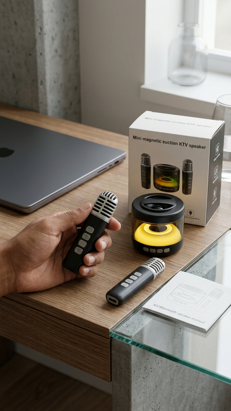 KTV001 Mini Bluetooth Karaoke Speaker with Dual Wireless Microphones & Custom Branding