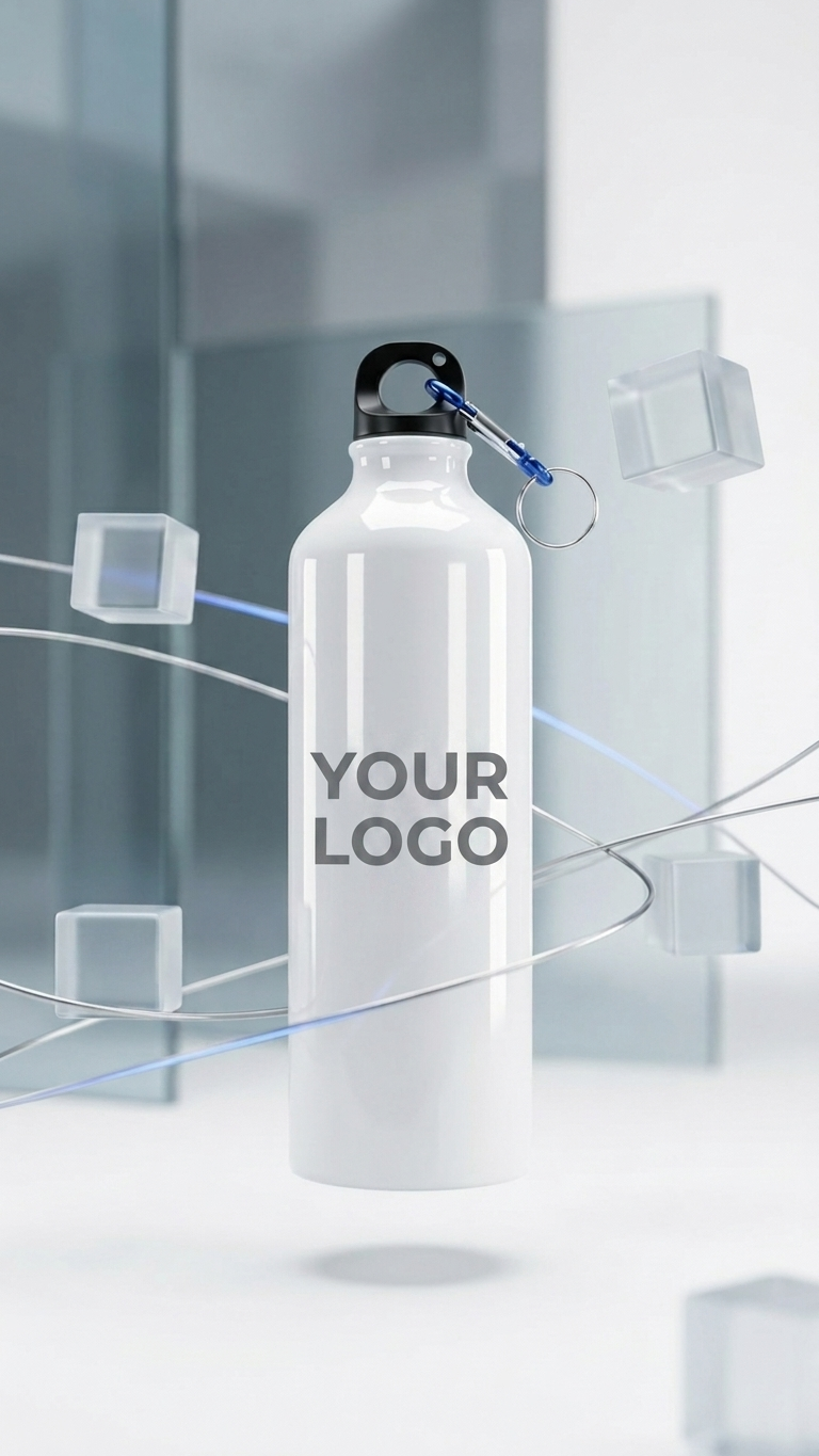 750ml Aluminium Sports Bottle with Carabiner | Custom Logo Branding