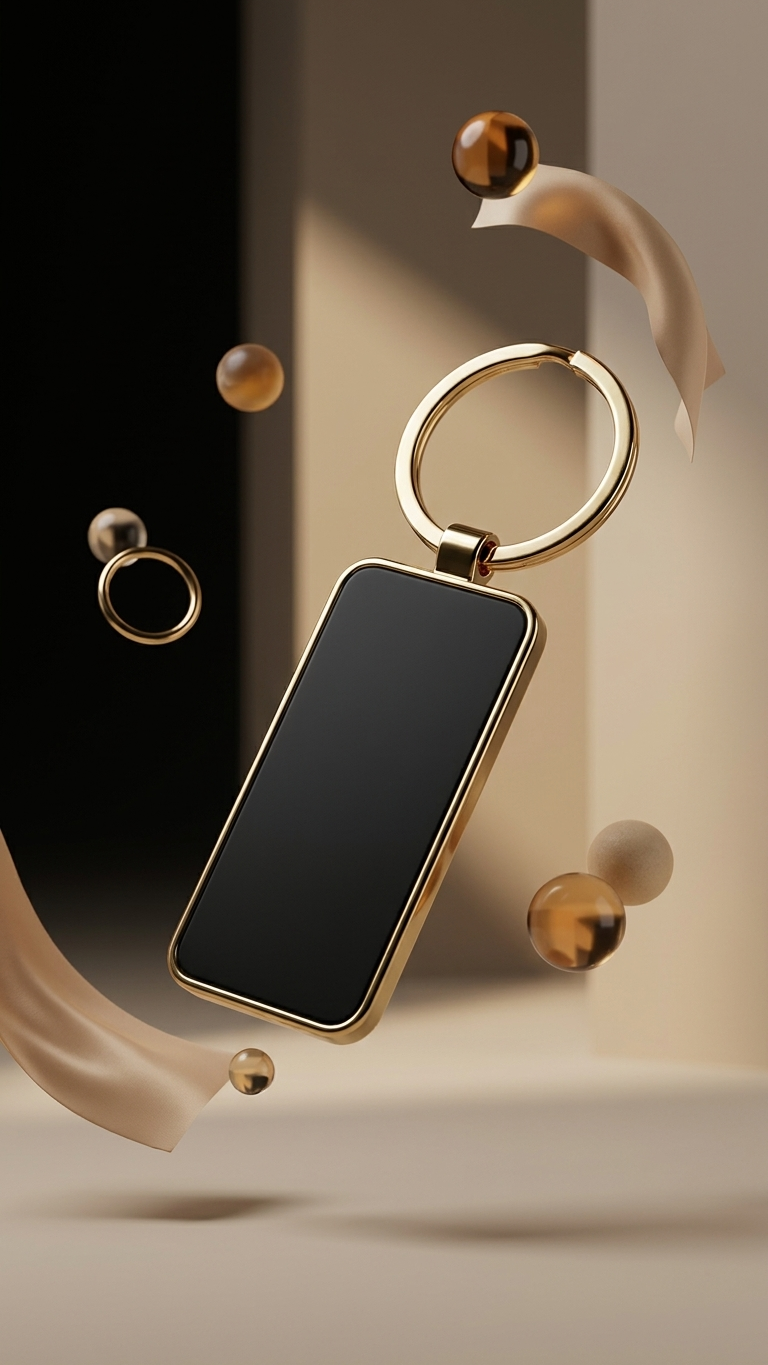 KC-2504 Executive Black Rectangular Keychain with Custom Logo Branding