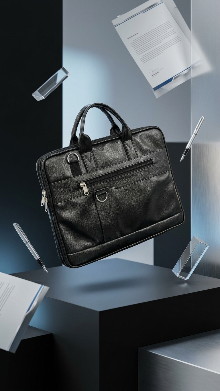 GG-7081 Executive Black Leatherette Office Bag with Custom Branding