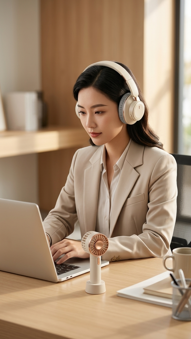 GG916 Premium Headphones, Portable Fan & Travel Bag Gift Set
