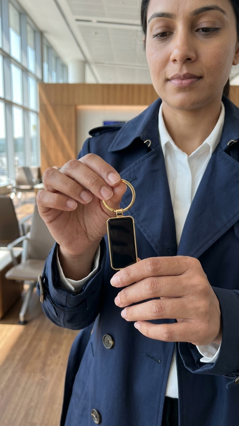 KC-2504 Executive Black Rectangular Keychain with Custom Logo Branding