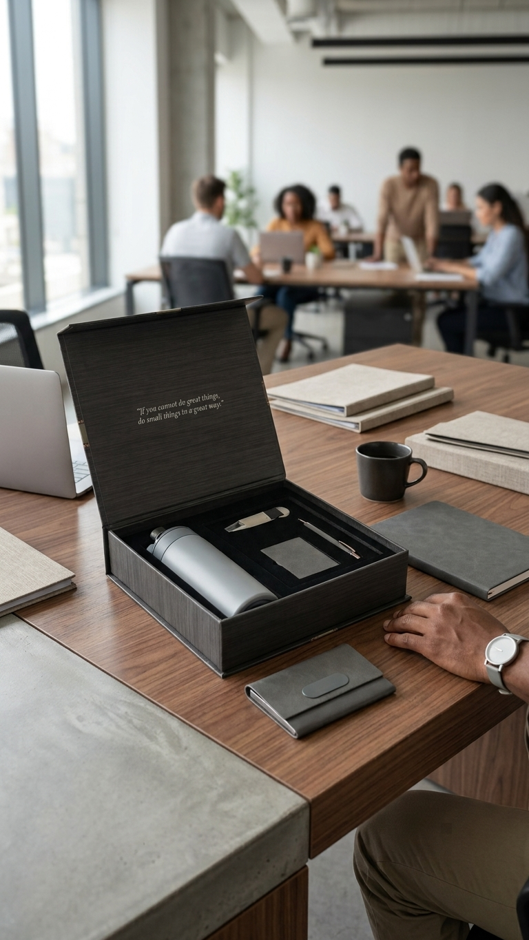 GG913 Executive Notebook, 450ml Flask, Card Holder, Keychain & Pen Gift Set