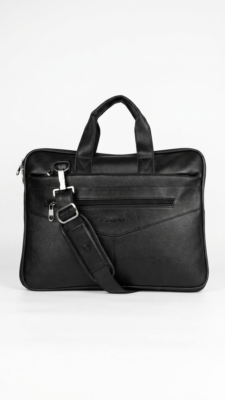 GG-7069 Premium Black Leatherette Office Bag with Custom Branding