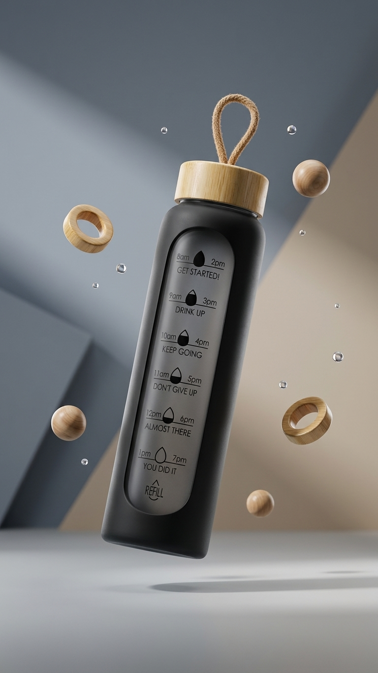 1000ml Motivational Time Marker Water Bottle | Daily Hydration Bottle | Corporate Wellness Gift