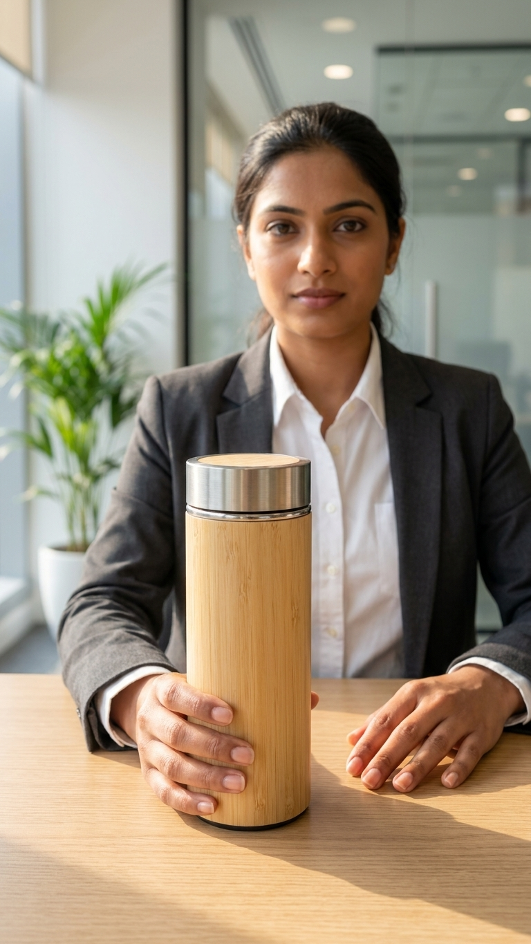 Eco Bamboo Finish Vacuum Flask | Corporate Gift Bottle
