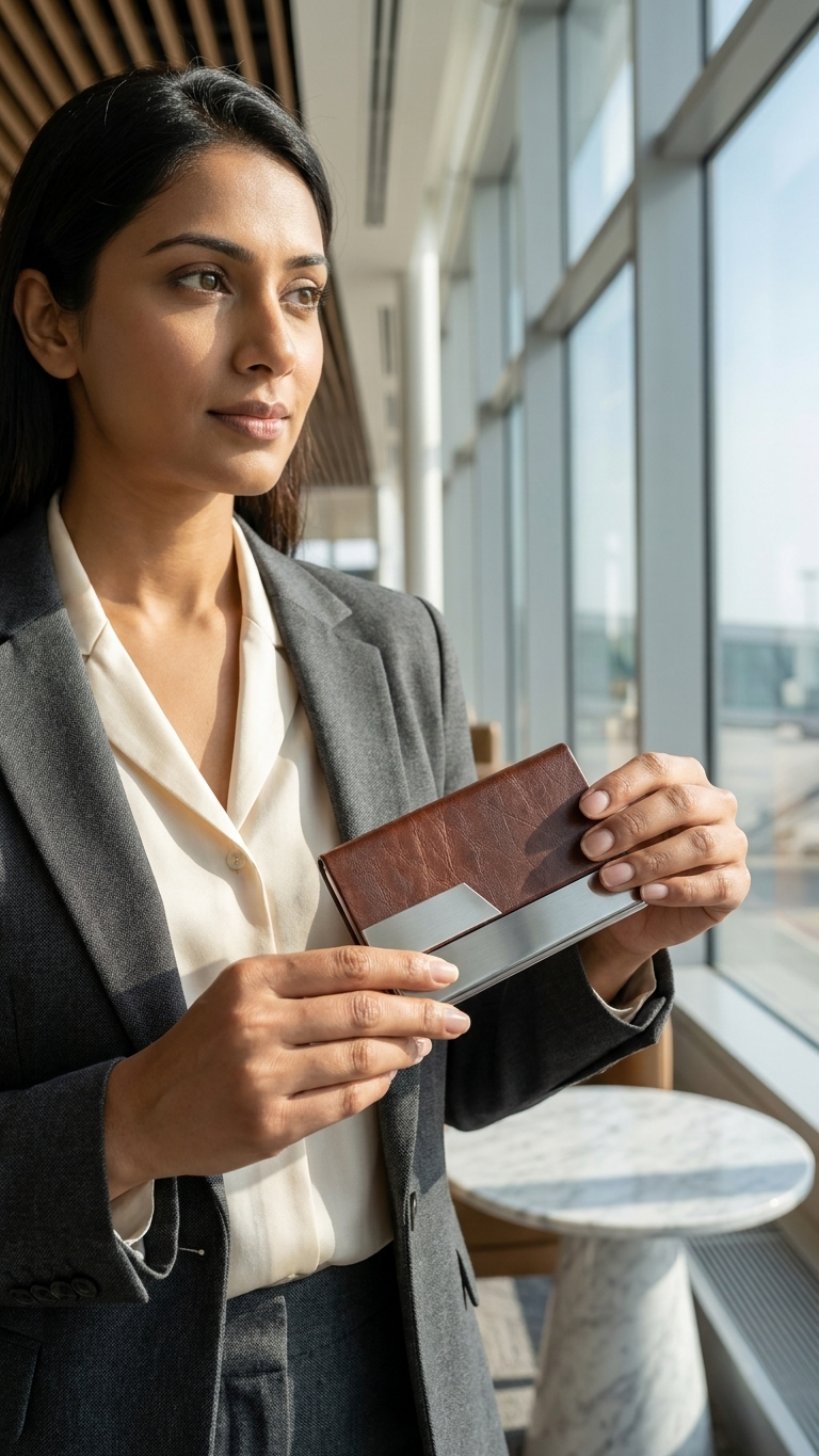 NV-2509 Premium Brown Card Holder with Custom Branding