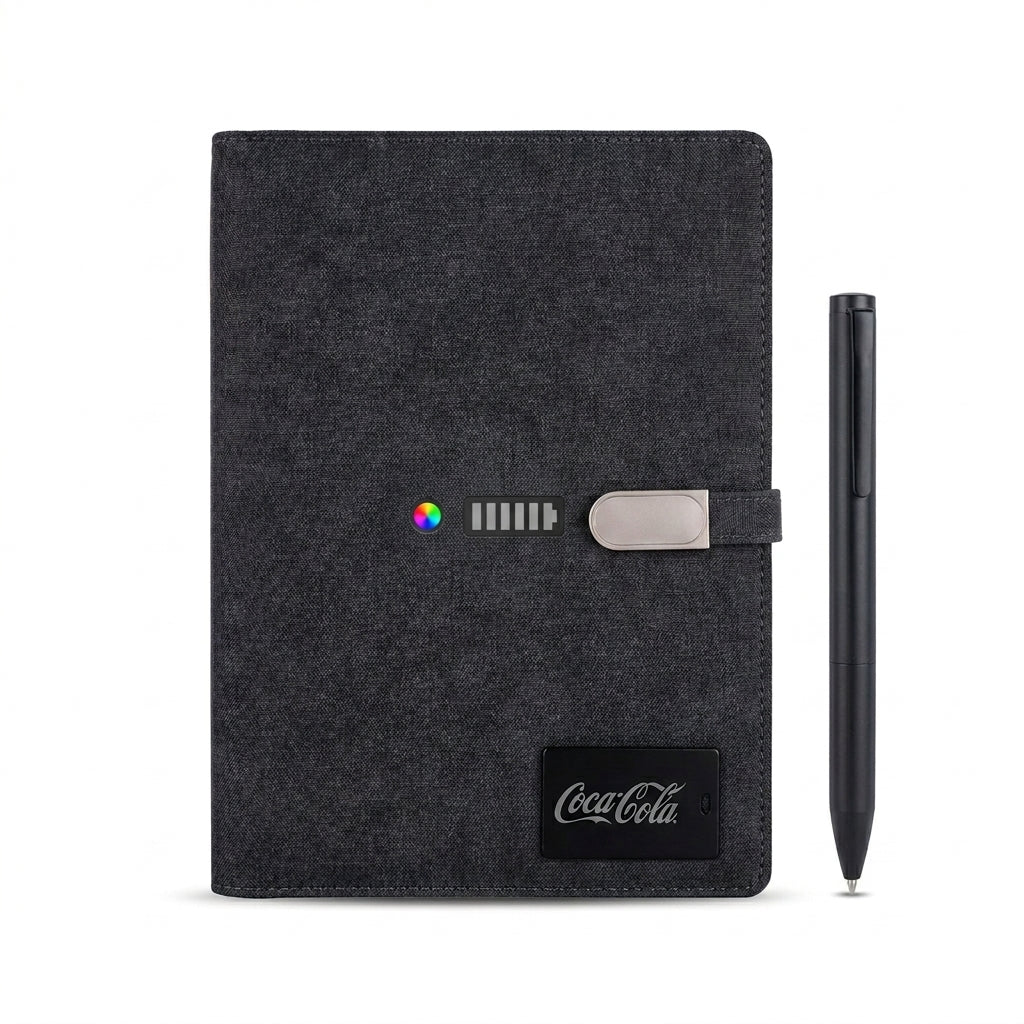 GGP15L - Premium 8000mAh Wireless Charging Notebook Folder with LED Logo Branding
