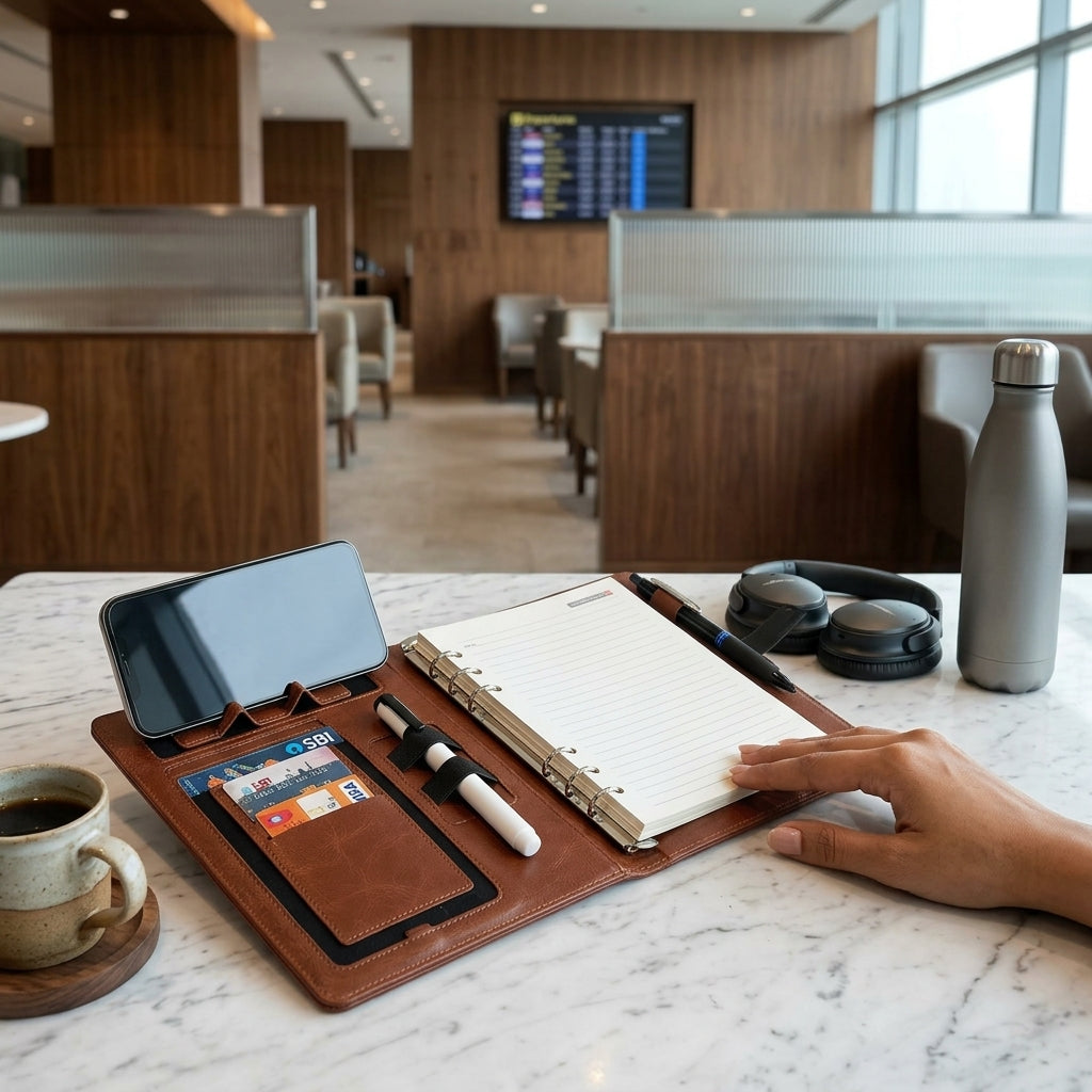 GGP17 - Executive 8000mAh Power Bank Notebook Folder with Phone Stand