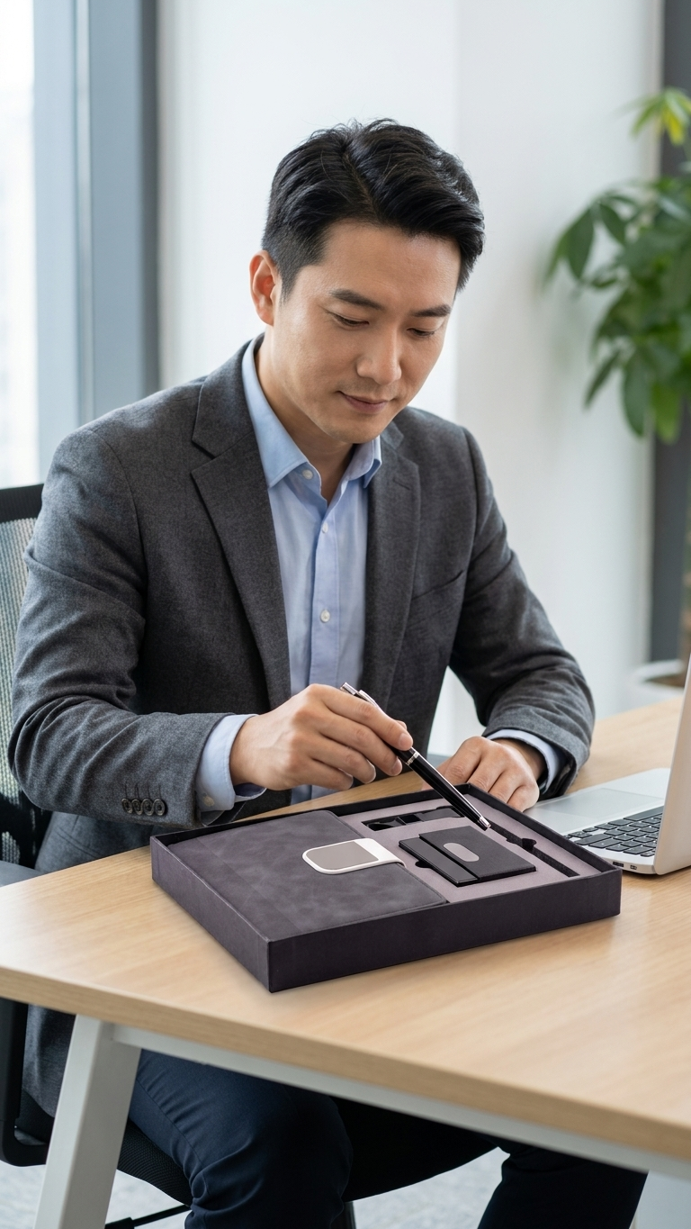 CGS-2524 Grey 4 in 1 Corporate Gift Set with Logo Branding