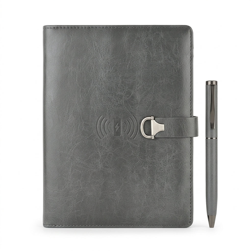 GGP6 - Executive Wireless Charging Notebook with 10000mAh Power Bank & Phone Stand