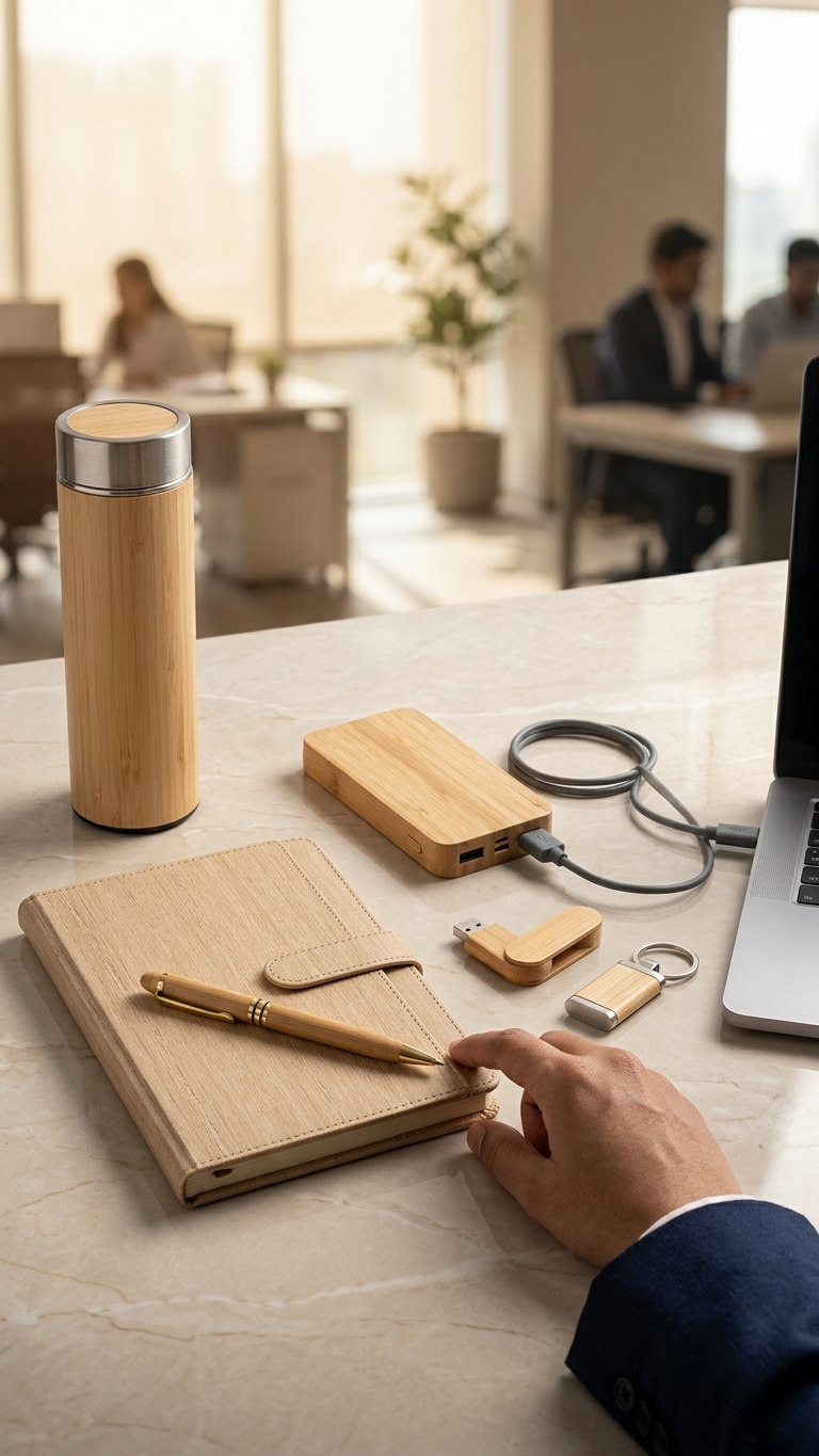 GG908 Bamboo Executive Gift Set with 10000mAh Power Bank, Flask & 16GB USB Drive
