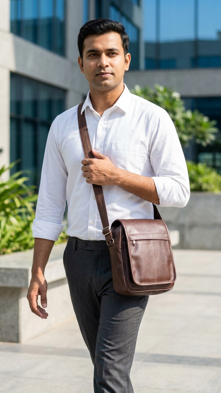 GG-7211 Executive Brown Sling Bag with Custom Branding