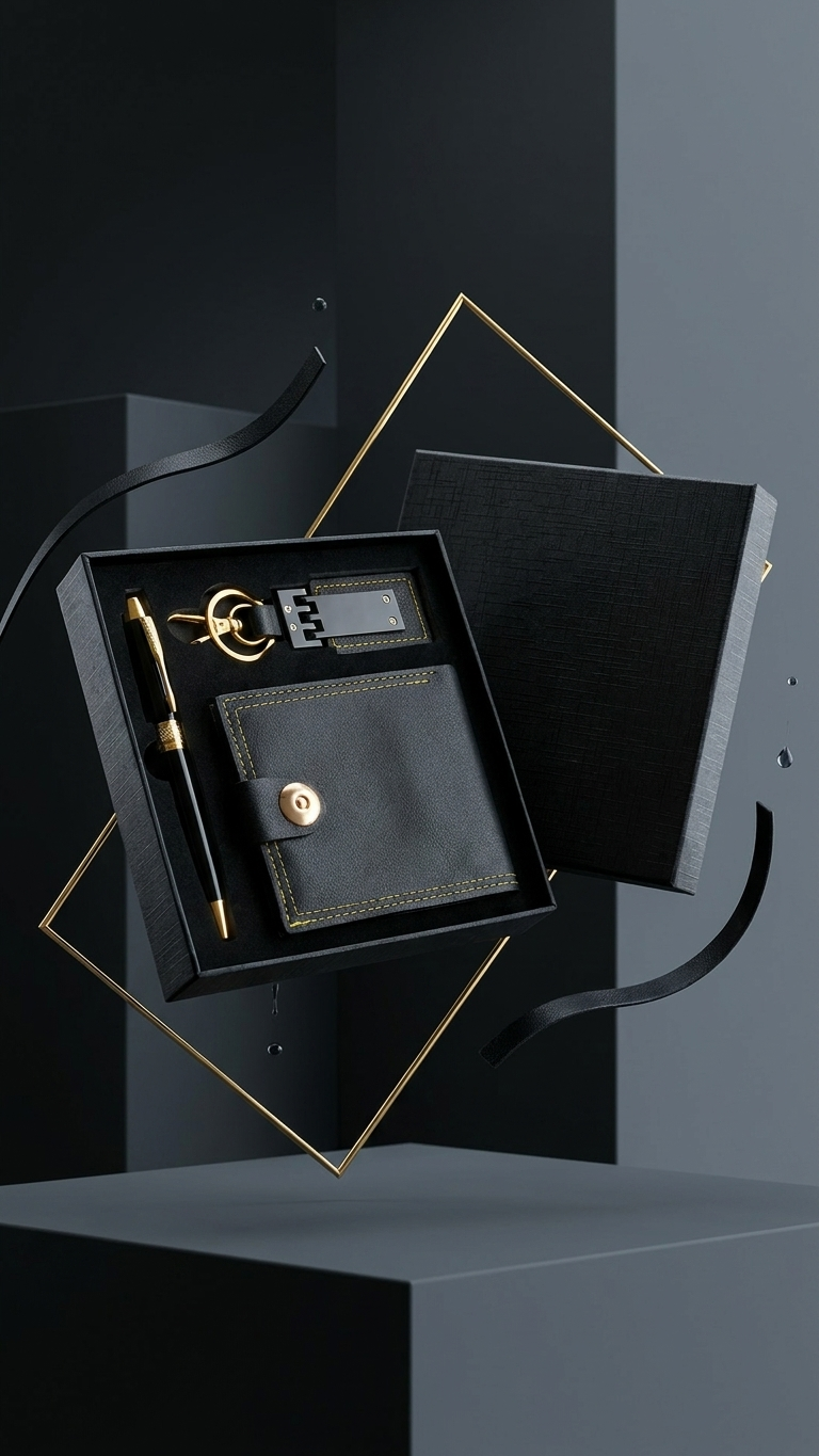 GG904 Executive Wallet, Keychain & Pen Gift Set