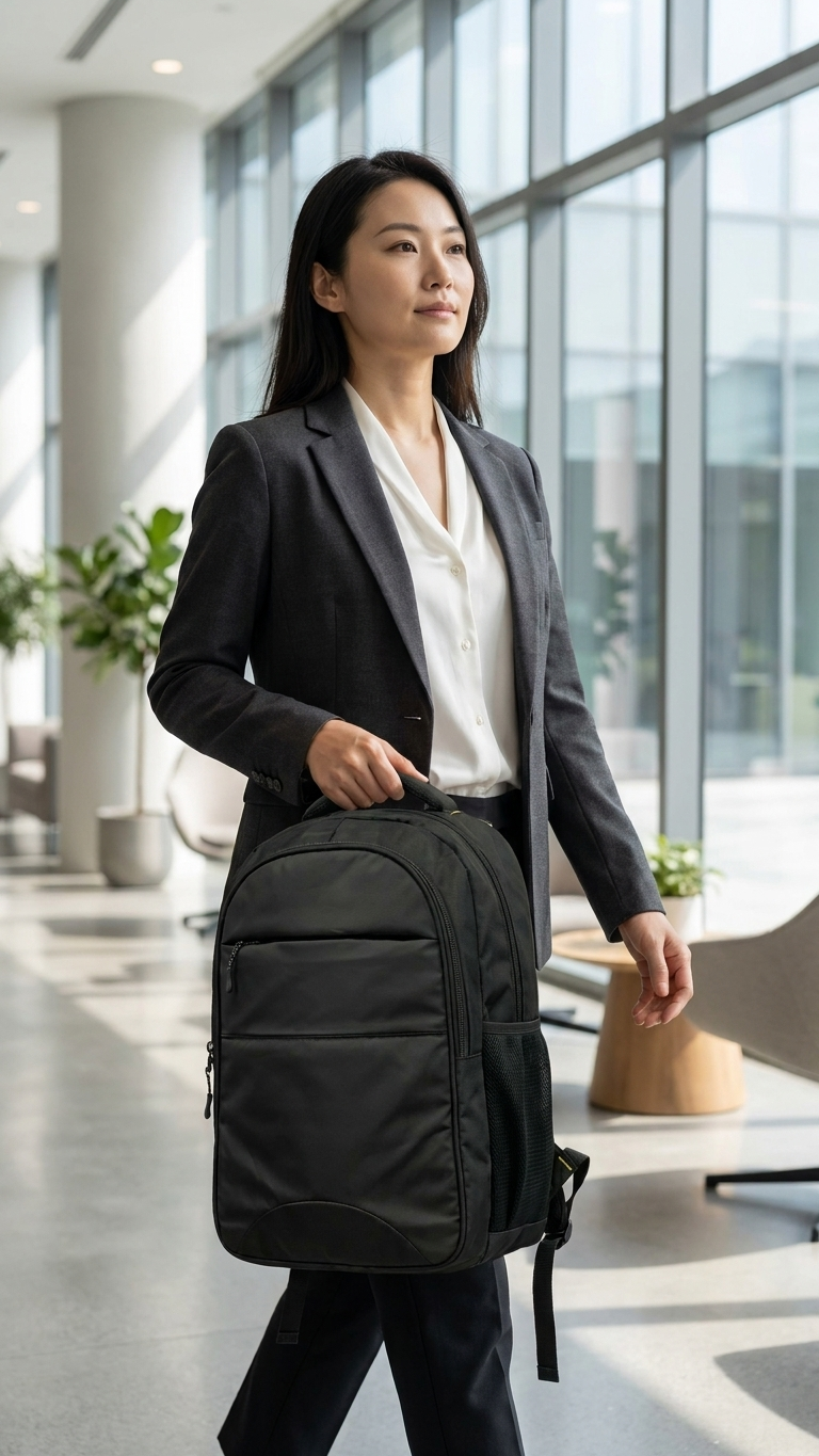 GG-7125 All-Black Executive Corporate Backpack with Custom Branding