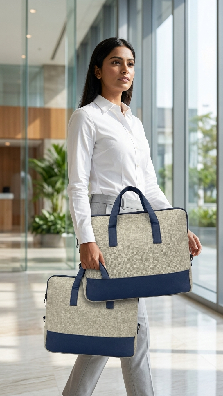 GG-7101 Blue Jute Conference Bag with Custom Logo Branding