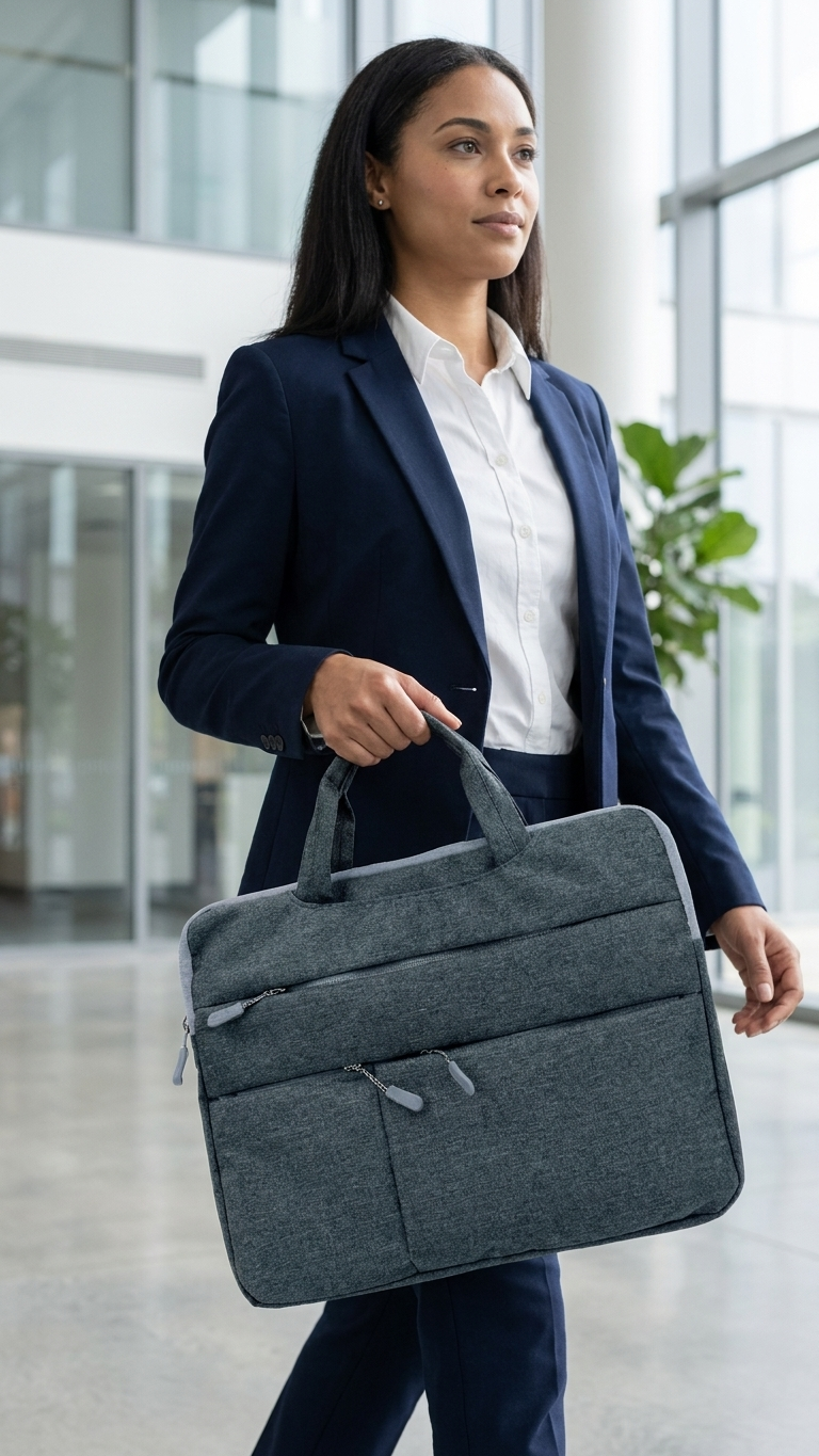 GG-7779 Executive Dark Grey Laptop Sleeve with Handle & Custom Branding