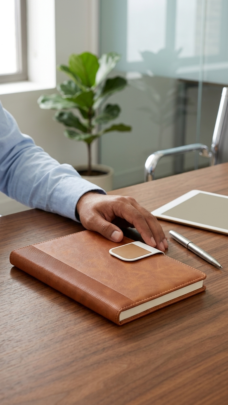 NB-2501 Premium Tan PU Leather Notebook with Magnetic Closure & Custom Branding