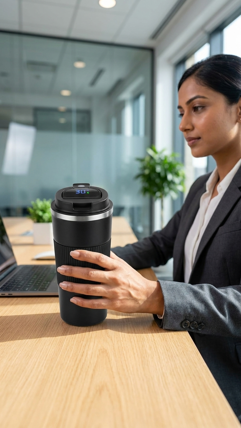 Vacuum Coffee Mug with LED Temperature Display
