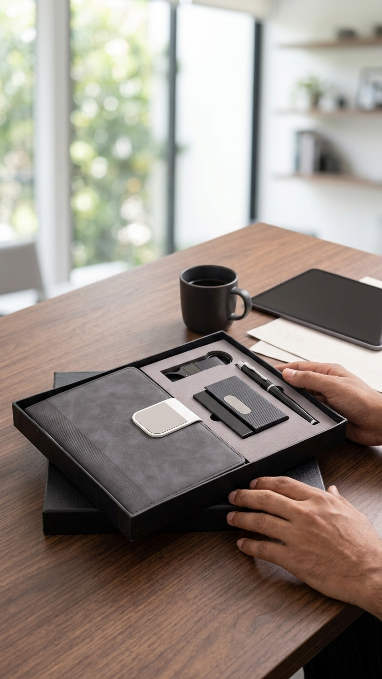 CGS-2524 Grey 4 in 1 Corporate Gift Set with Logo Branding