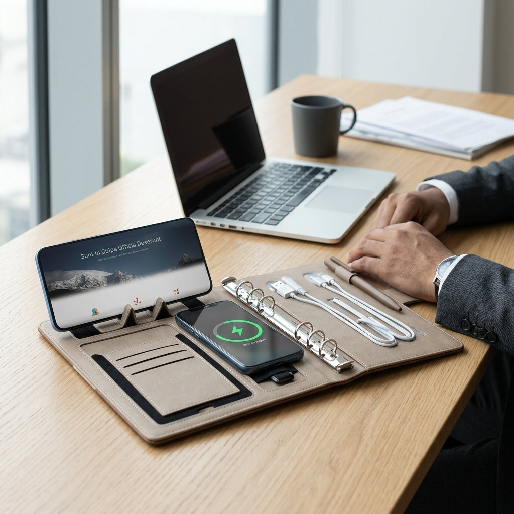 GGP3 - Premium 10000mAh Wireless Charging Notebook Folder with LED Logo Branding