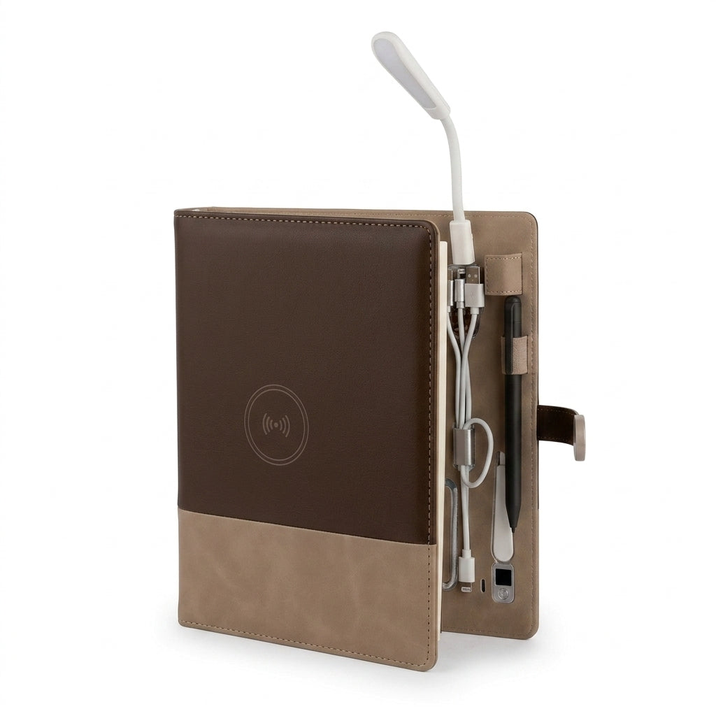 GGP9 - Luxury 10000mAh Wireless Charging Power Bank Notebook with LED Logo Branding