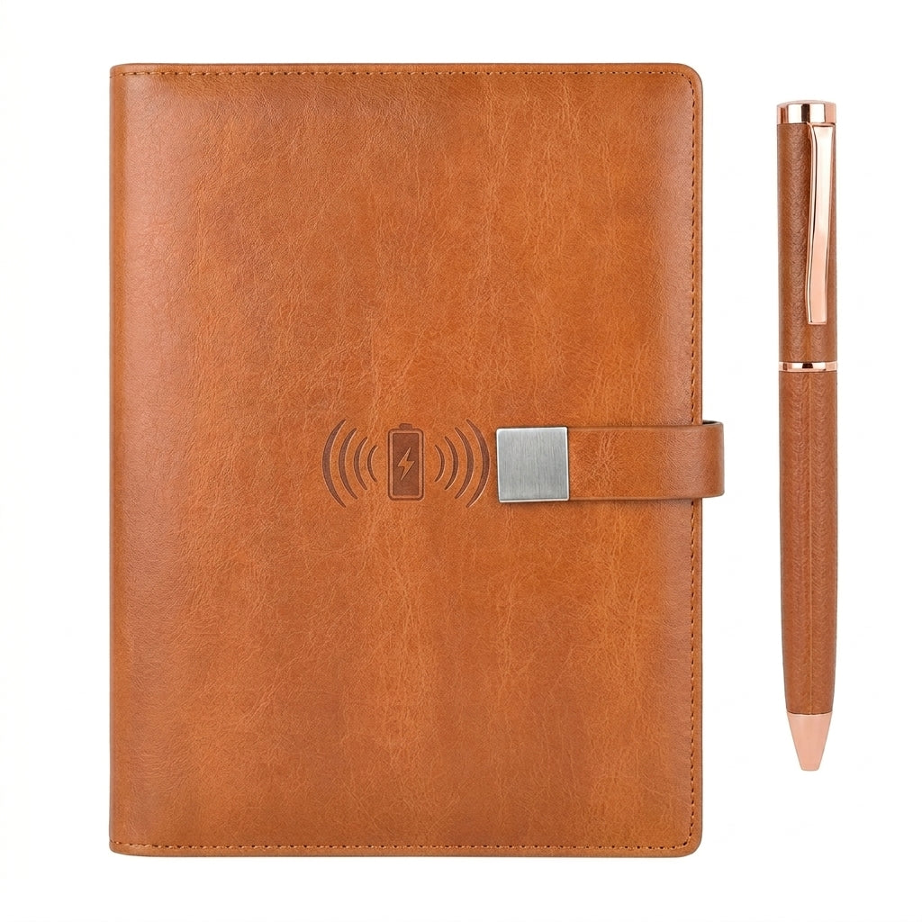 GGP5 - Premium 10000mAh Wireless Charging Power Bank Diary with Gift Box & Custom Logo Branding