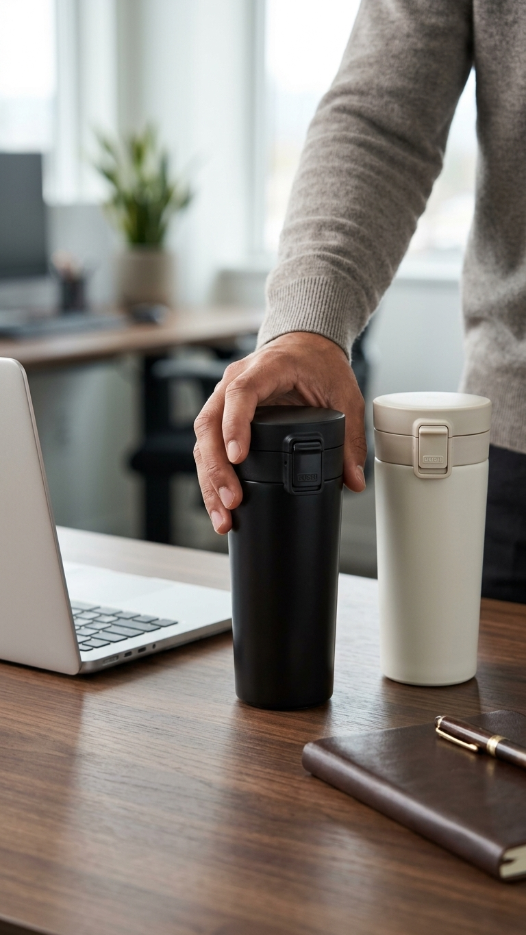 Vacuum Insulated Travel Coffee Mug | Push Lock Lid | Corporate Branding