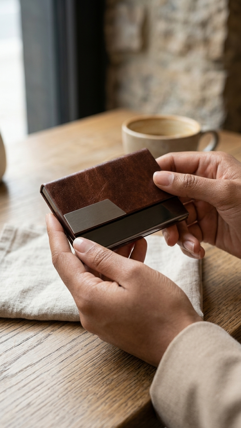 NV-2509 Premium Brown Card Holder with Custom Branding