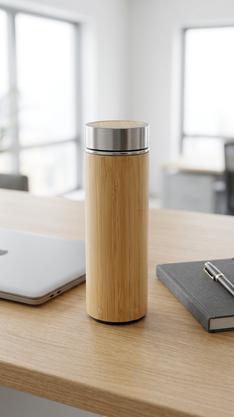 Eco Bamboo Finish Vacuum Flask | Corporate Gift Bottle
