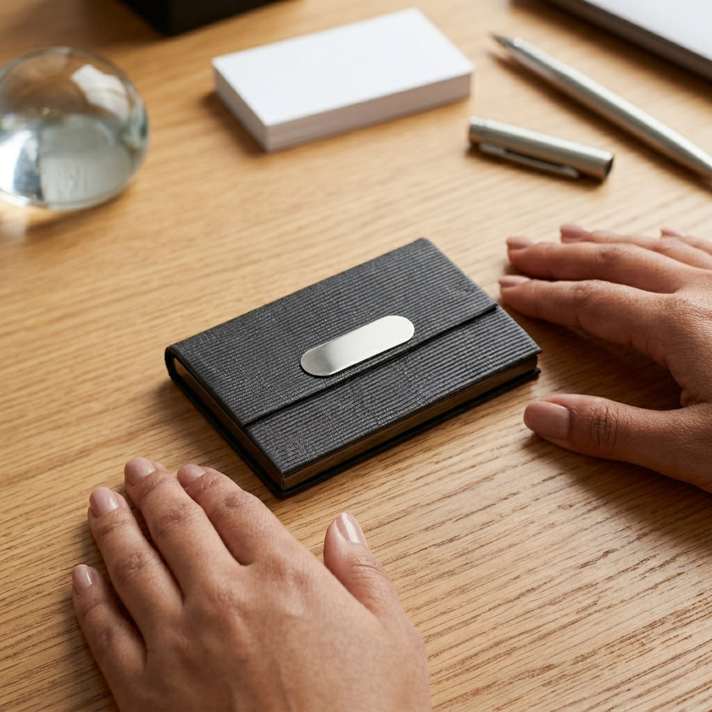 NV-2508 Premium Grey Card Holder with Custom Branding